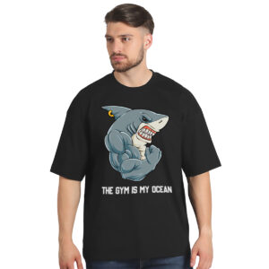The gym is my ocean − muška oversize crna majica