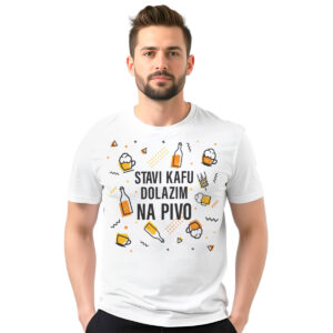 Dolazim na pivo − muška bela majica