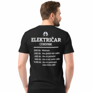 Električar cenovnik − muška crna majica