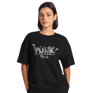 Punk rock − ženska oversize crna majica