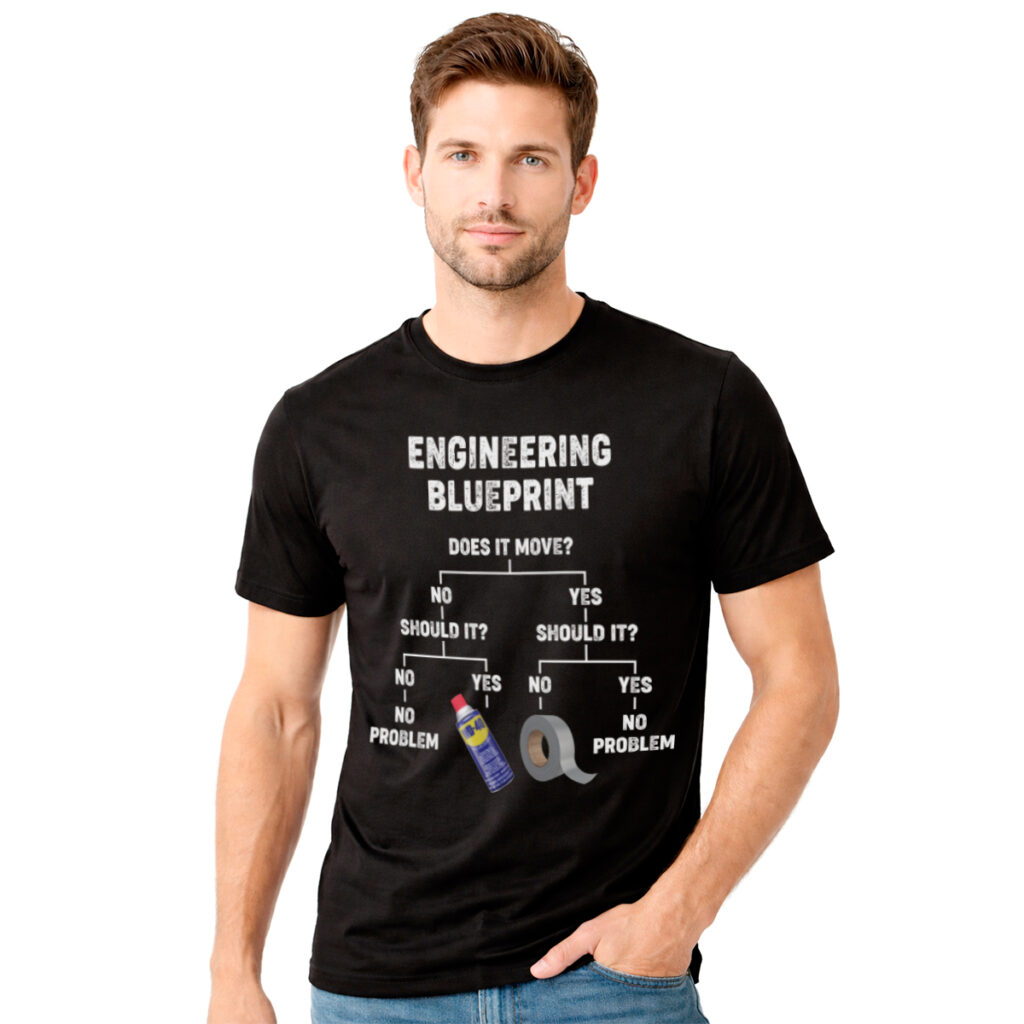 Engineering blueprint − muška crna majica