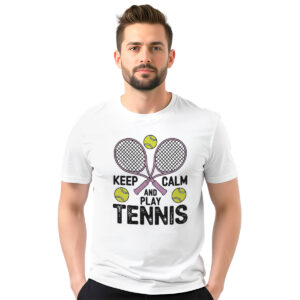 Keep calm and play tennis – muška bela majica