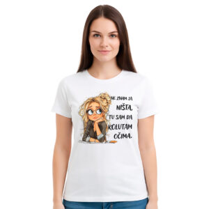 Kolutam očima – ženska bela majica