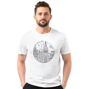 Novi Sad line art – muška bela majica