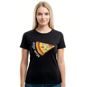 Pizza slice − ženska crna majica