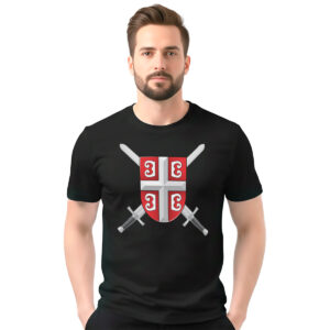 Srbija Štit i mačevi – muška crna majica