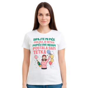 Postala sam tetka – ženska bela majica