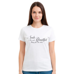 A Smile is the most Beautiful thing you can wear – ženska bela majica