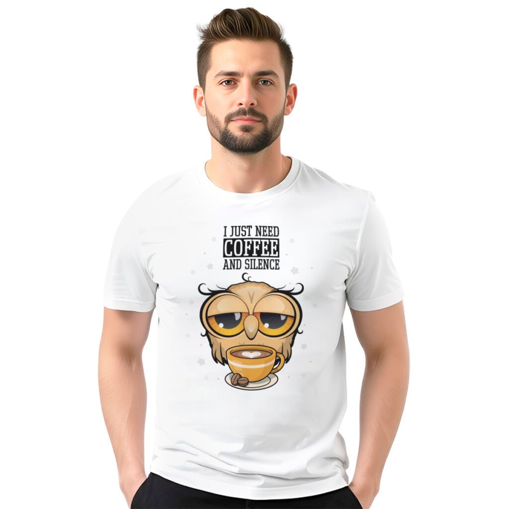I just need coffee and silence – muška bela majica