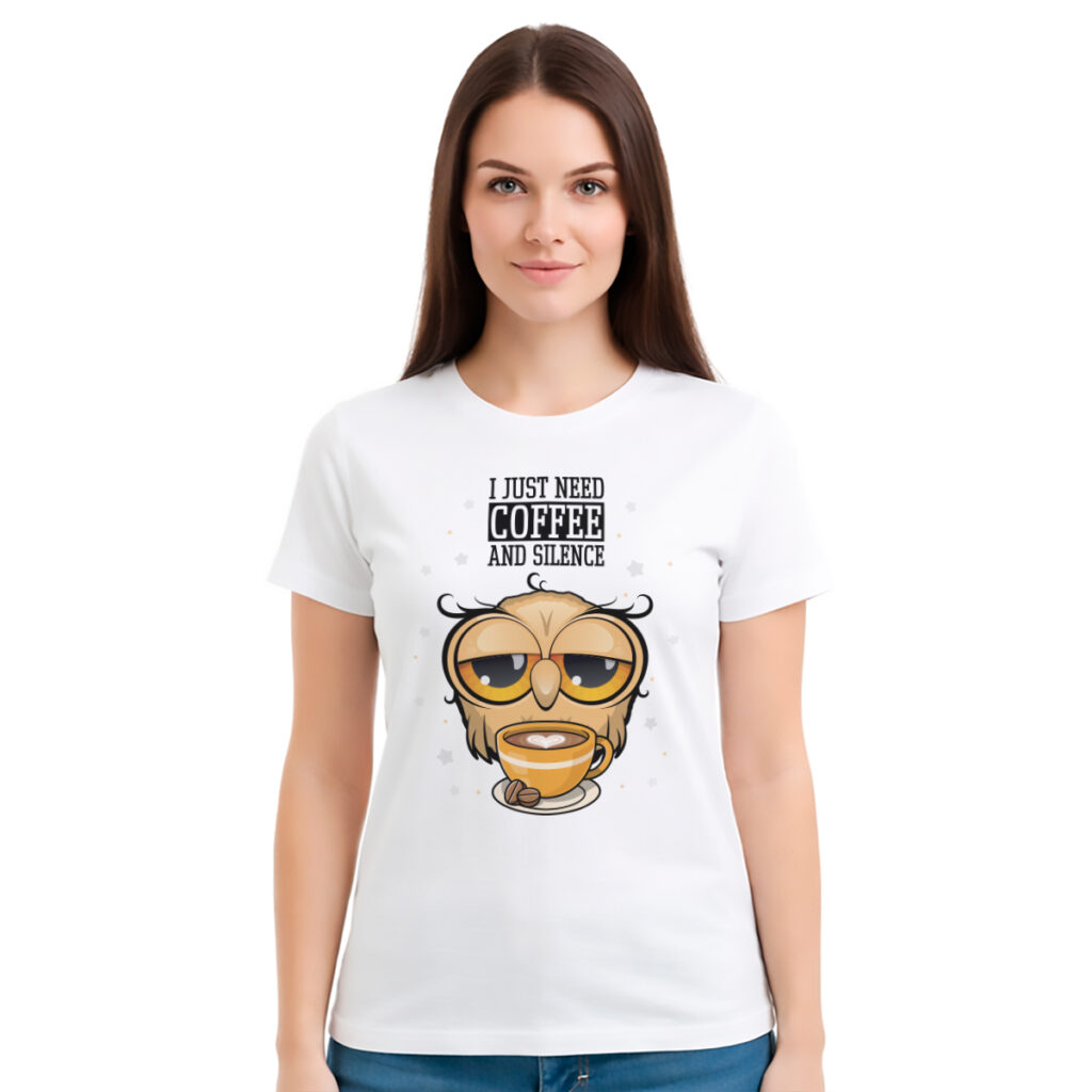 I just need coffee and silence – ženska bela majica