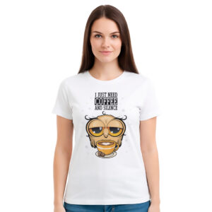 I just need coffee and silence – ženska bela majica