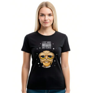 I just need coffee and silence – ženska crna majica