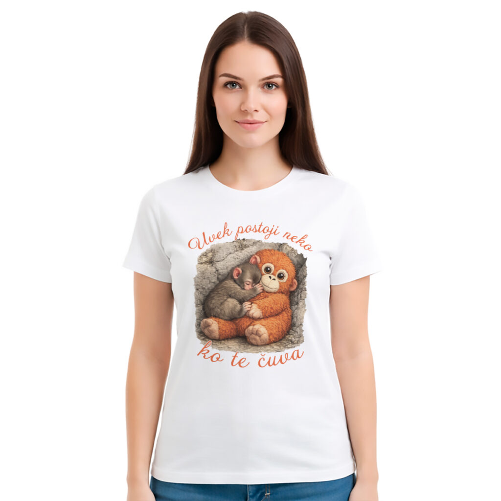 Majmunče Punch – ženska bela majica