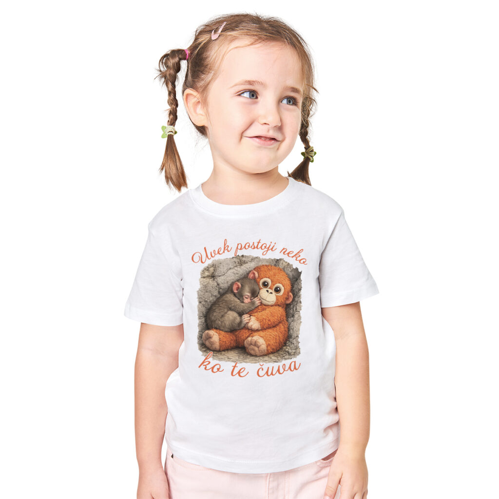 Majmunče Punch – dečija bela majica