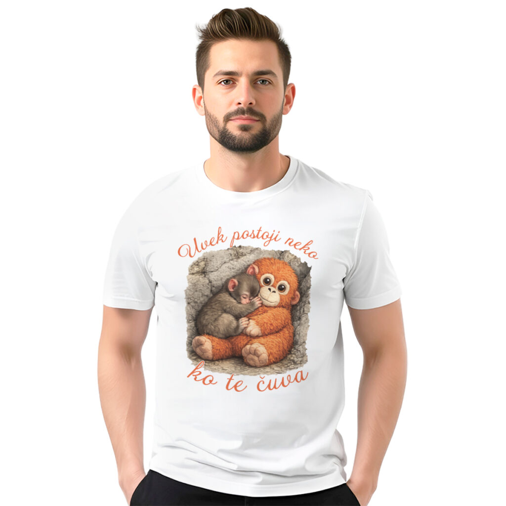 Majmunče Punch – muška bela majica