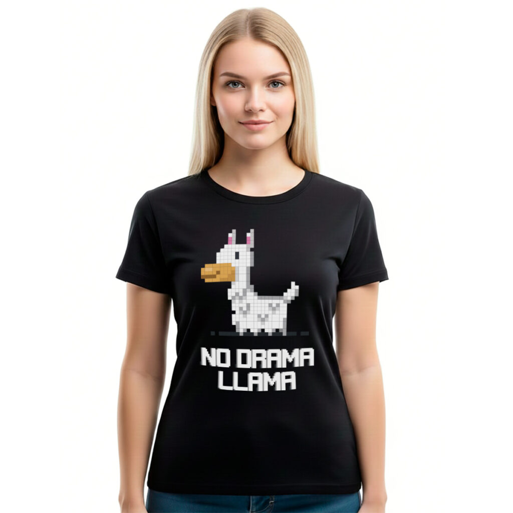 No drama Llama 8bit − ženska crna majica