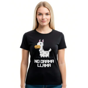 No drama Llama 8bit − ženska crna majica
