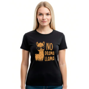 No drama Llama – ženska crna majica