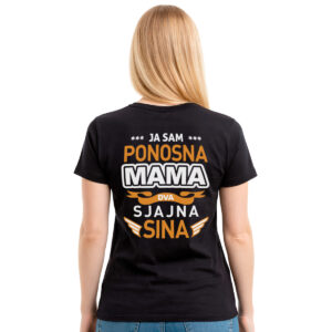 Ponosna mama dva sjajna sina – ženska crna majica