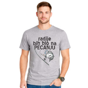 Radije bih bio na pecanju – muška melirano siva majica