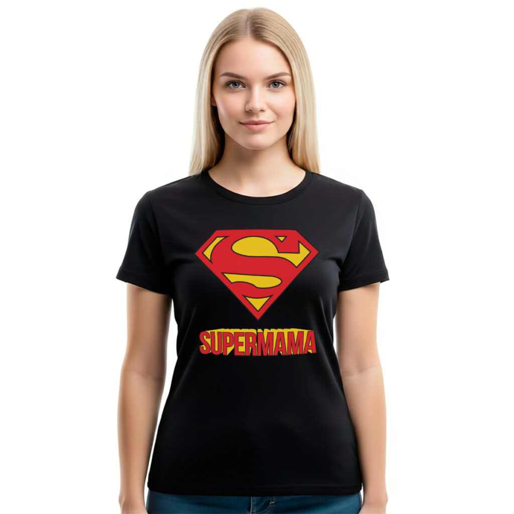 Supermama – ženska crna majica
