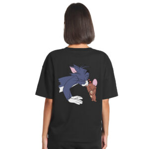 Tom and Jerry kiss – ženska oversize crna majica