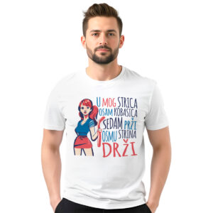 U mog strica osam kobasica – muška bela majica