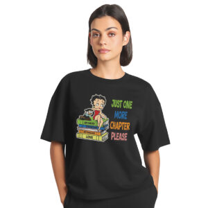 Just one more chapter please – ženska oversize crna majica