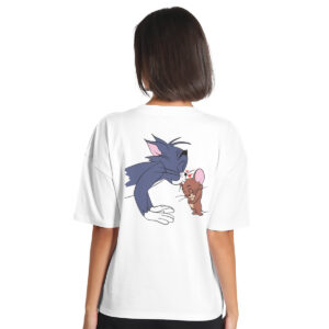 Tom and Jerry kiss – ženska oversize bela majica