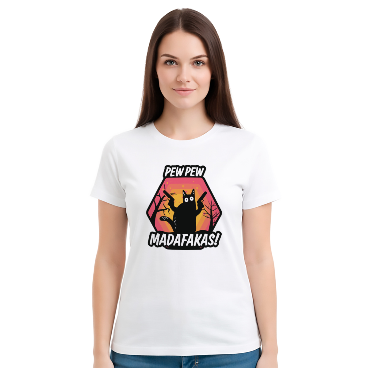 Pew Pew Madafakas! – ženska bela majica