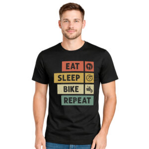 Eat Sleep Bike Repeat − muška crna majica