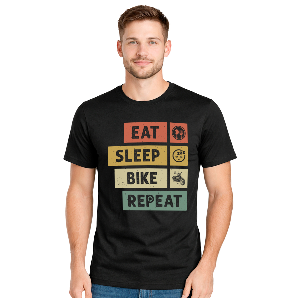 Eat Sleep Bike Repeat − muška crna majica