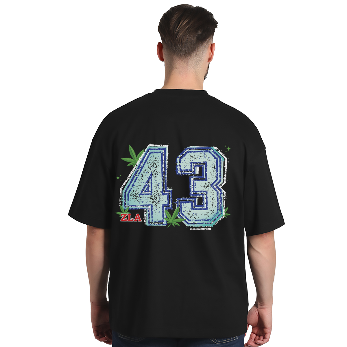 43zla − muška oversize crna majica