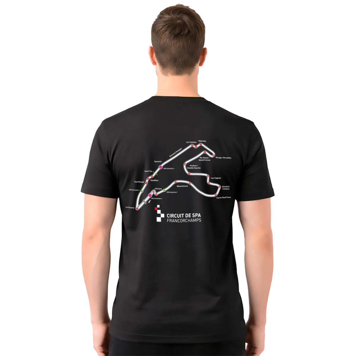 Red Bull F1 Circuit de Spa − muška crna majica - Слика 2