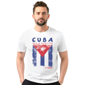 Cuba Viva la Revolucion − muška bela majica